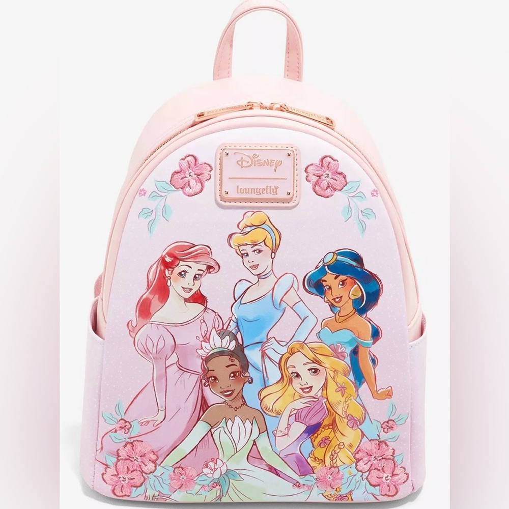 Loungefly Mini Backpack w/ card holder - Disney Princesses Pink Floral